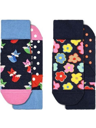 Κάλτσες Happy Socks Fox & Flower Anti-Slip, 2 ζεύγη Εμπριμέ