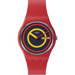 Swatch Γυναικείο Ρολόι με Κόκκινο Μεταλλικό Μπρασελέ SO28R702