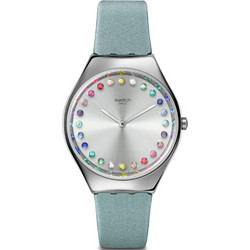 Swatch Γυναικείο Ρολόι με Γαλάζιο Δερμάτινο Λουράκι SYXS144