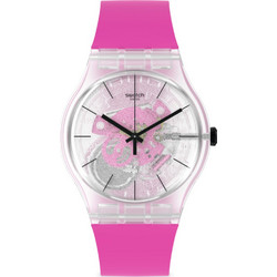 Swatch Γυναικείο Ρολόι με Φούξια Καουτσούκ Λουράκι SO29K107