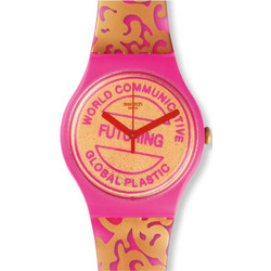 Swatch Futuring By Eva & Adele Γυναικείο Ρολόι με Φούξια Καουτσούκ Λουράκι SUOZ200