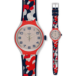 Swatch Look For Me Ανδρικό Ρολόι με Λευκό Μαύρο Κόκκινο Καουτσούκ Λουράκι YES1000