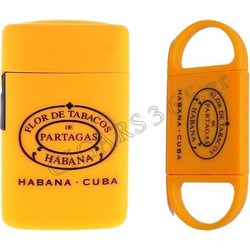 PARTAGAS - Αναπτήρας Jet Flame για Πούρα και Πουροκόφτης με Δύο Λεπίδες (Σετ)