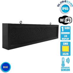GloboStar 90253 Αδιάβροχη IP54 Κυλιόμενη Ψηφιακή Επιγραφή LED Με Wi-Fi Μονής Όψης Και Μπλε Χρώμα Φωτισμού
