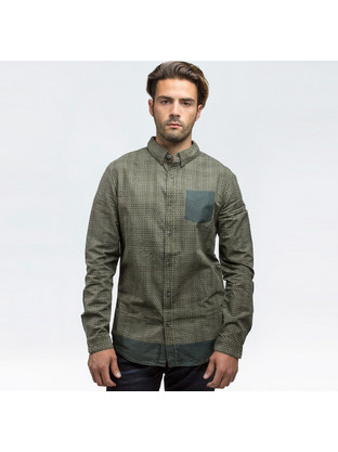 Khujo Ανδρικό Πουκάμισο Μακρυμάνικο 2179SH163 Olive