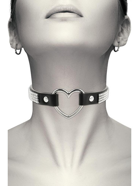 Κολιέ Vegan Leather Choker Μαύρο με καρδιά D-229289