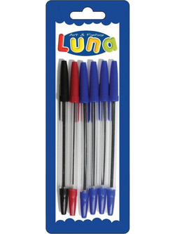 Luna Blister Στυλό Διαρκείας Μπλε 6τμχ