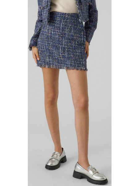 Vero Moda Μίνι Φούστα Υφασμάτινη Ψηλόμεση Pencil Μπλε 10299449