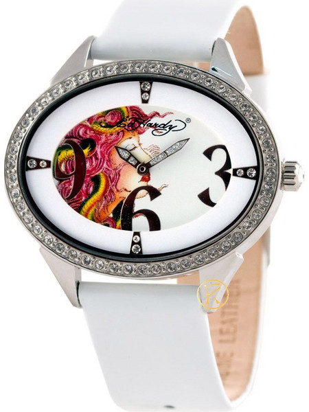 Ed Hardy Showgirl Medusa Γυναικείο Ρολόι με Λευκό Δερμάτινο Λουράκι SG-MA