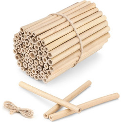 Navaris Bamboo Bee Tubes - Σπίτι / Ξενοδοχείο / Φωλιά για Mason Κτίστες Μέλισσες από Μπαμπού για Προσέλκυση και Γονιμοποίηση - 60 x Σωλήνες & 1 x Σχοινί - Μήκος 15 cm - Brown (61288.01)