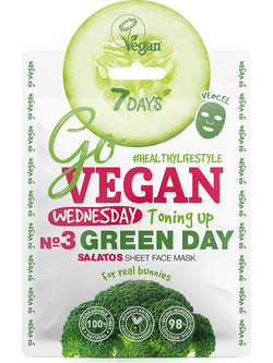 7Days Govegan Green Day Sheet Μάσκα Προσώπου για Αντιγήρανση με Αγγούρι 25gr