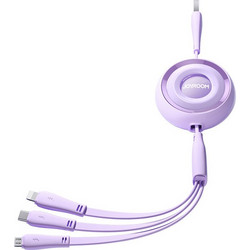 Joyroom Colorful Series S-A40 Cable Retractable 3in1 USB-A - USB-C / Lightning / Micro USB 1m - Purple
