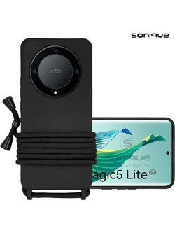 Sonique CarryHang Θήκη Σιλικόνης με Κορδόνι Honor Magic5 Lite 5G Μαύρο