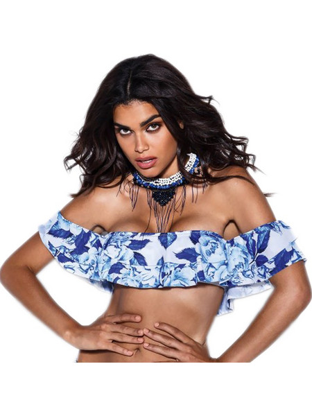 Bluepoint Bikini Top Strapless Floral Μπλε Λευκό 806645