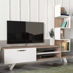 Megapap Έπιπλο Τηλεόρασης Ξύλινο Λευκό Μ149.5xΠ31xΥ131.6cm Ceren Cordoba GP042-0028,1