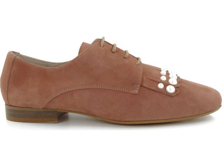 Derbies Γυναικεία Gadea 40957σε δέρμα σουέτ ροζ σκούρο με κορδόνια και πέρλες