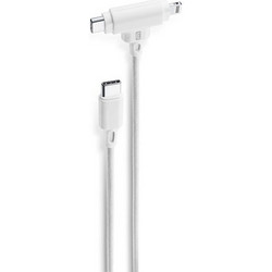 Cellular Line Dual Type-C σε Type-C & Lightning 1m White Καλώδιο