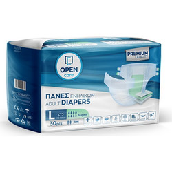 Open Care Premium Super Slip Non-Woven Large Πάνες Ακράτειας 6 Σταγόνες 30τμχ