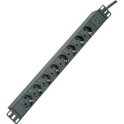Roline Steckdosenleiste (Rack einbaufhig) 250 V 2300 Watt Eingabe Eingang IEC 60320 C14 Ausgangsanschlsse 8 1U 483 cm (19) 2 m Schwarz