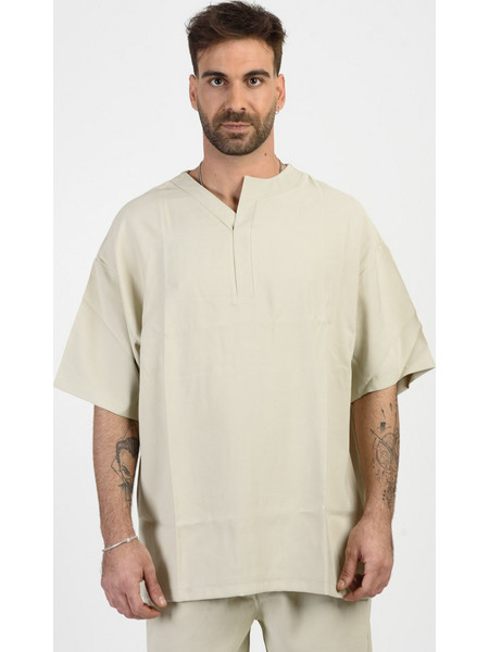 Ανδρική μπλούζα λινή COTTON4ALL Εκρού 24-943 - Εκρού