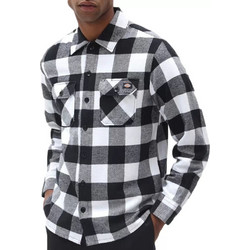Dickies Ανδρικό Πουκάμισο Βαμβακερό Καρό Μακρυμάνικο Overshirt Μαύρο Λευκό DK0A4XDZ-BLK