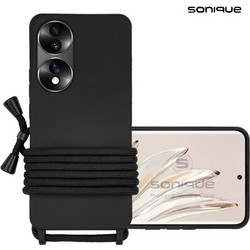 Sonique CarryHang Θήκη Σιλικόνης με Κορδόνι Honor 70 5G Μαύρο