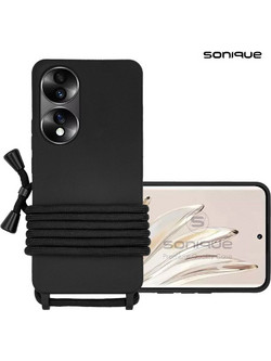 Sonique CarryHang Θήκη Σιλικόνης με Κορδόνι Honor 70 5G Μαύρο