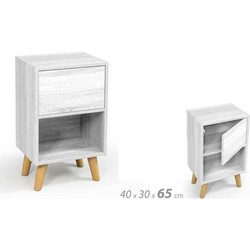 Ξύλινο Κομοδίνο με 1 Ράφι και 1 Ντουλάπι 40 x 30 x 65 cm Bakaji 02835224