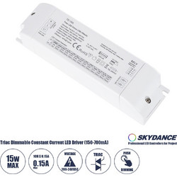 73133 TE-15A SKYDANCE AC Triac Dimmable Constant Current LED Driver Push Dimming 1 Κανάλι AC 200-240V 1 x 0.15A 15W - Max 0.15A 15W - IP20 Μ15.1 x Π4.1 x Υ3cm
