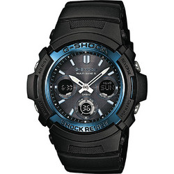 Casio G-Shock Ανδρικό Ρολόι Χρονογράφος Solar με Μαύρο Λουράκι AWG-M100A-1AER