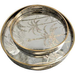 Δίσκοι σετ/2 στρογγυλοί palm με καθρέπτη Zaros 37/45cm 26021 HE410