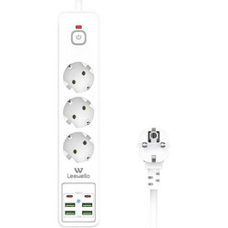 Leewello Πολύπριζο Ασφαλείας με 4 USB-A, 2 USB-C και Καλώδιο 2m