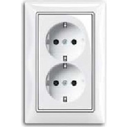 Πρίζα σούκο διπλή χωνευτή 707853 ABB Basic55 με ενσωματωμένο πλαίσιο λευκό