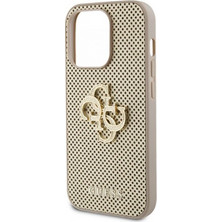 Guess PU Perforated 4G Glitter Metal Logo Θήκη iPhone 15 Pro - Gold
