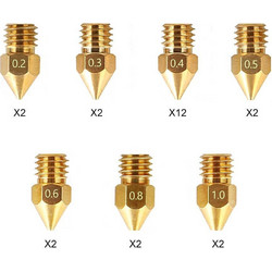 Creality3D MK8 Nozzles Kit (24 pcs) 2x0.2mm 2x0.3mm 12x0.4mm 2x0.5mm 2x0.6mm 2x0.8mm 2x1.0mm