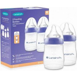Lansinoh Natural Wave Σετ Πλαστικά Μπιμπερό με Θηλή Σιλικόνης κατά των Κολικών 0-6m 2x160ml