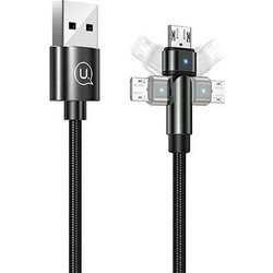 USAMS Καλώδιο πλεγμένο περιστροφικό U60 2A microUSB μαύρο 1m SJ478USB01 (US-SJ478)