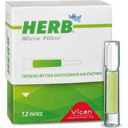 Herb Micro Filter για Classic Τσιγάρο Φίλτρα με Φυτικά Βότανα και Ένζυμα που Συλλέγουν και Μειώνουν τις Επικίνδυνες Ουσίες του Τσιγάρου 12τμχ