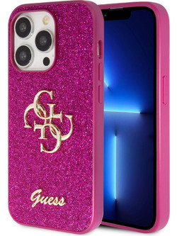 Guess Fixed Glitter 4G Logo Back Cover Purple (iPhone 15 Pro Max)