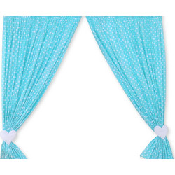 Κουρτίνες Βρεφικού Δωματίου με Τρέσα - Hanging Hearts white dots on turquoise