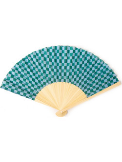 Βεντάλια μπαμπού (bamboo) Out Of The Blue δίχρωμη 37x21 εκ. 1 τεμ. Πράσινο & Γαλάζιο