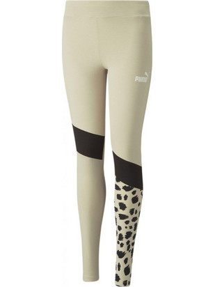 Puma Essentials+ Animal Block Leggings Youth Παιδικό Κολάν Αθλητικό Μακρύ Μπεζ - 539818-88