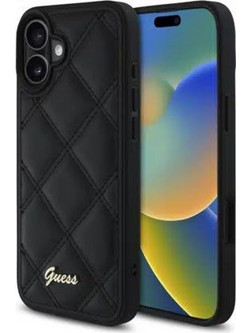 Guess PU Leather Quilted Case Θήκη Δερματίνης Καπιτονέ για iPhone 16 Plus Μαύρο