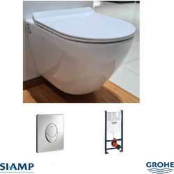 Σετ Κρεμαστής Λεκάνης Siamp Fit 325 με Εντοιχιζόμενο Καζανάκι Grohe Rapid SL 38745001 με Πλακέτα Χειρισμού