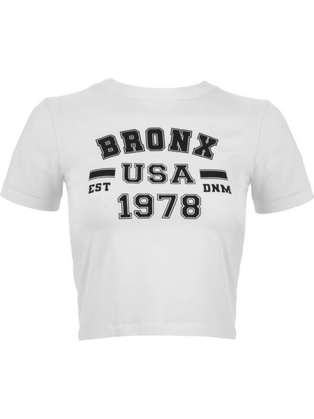 Μπλούζα Crop Top Γυναικεία Κοντομάνικη Λευκή Bronx USA 1978" - One Size