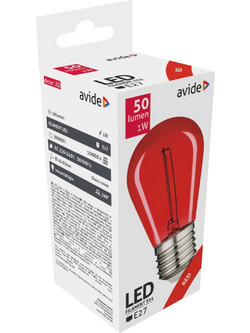 Avide LED Διακοσμητική Λάμπα Filament 0.6W E27 Κόκκινο