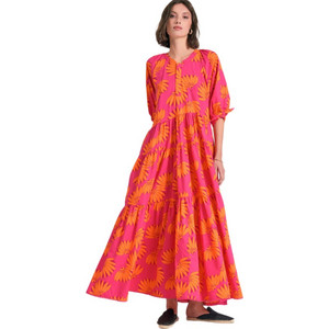 Funky Buddha Maxi Καθημερινό Φόρεμα Φούξια FBL011-119-13 Funky Buddha Maxi Καθημερινό Φόρεμα Φούξια FBL011-119-13