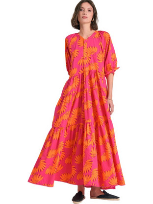 Funky Buddha Maxi Καθημερινό Φόρεμα Φούξια FBL011-119-13