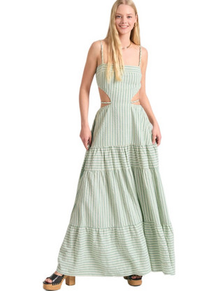 Funky Buddha Maxi Καλοκαιρινό Βραδινό Φόρεμα Πράσινο Mint FBL011-121-13