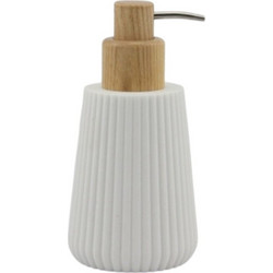 karvounis Αντλία Σαπουνιού Polyresin & Bamboo Ραβδωτή Λευκή 8,58,516,5cm BR21-901 BR21-901
